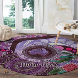 Personalised Australia NAIDOC 2024 Round Carpet Keep the Fire Burning Hakea Flowers