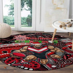 Merry Christmas AFL Bombers Round Carpet Aboriginal Santa Football Mascot