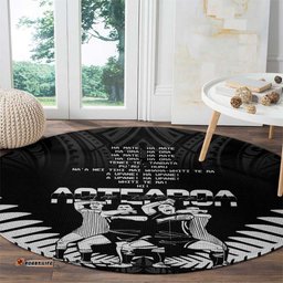 New Zealand Silver Fern Rugby Round Carpet Haka Dance With Aotearoa Maori Pattern