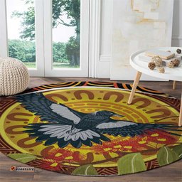 Aboriginal Magpies Dots Art Round Carpet Native Australian Animals