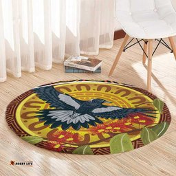Aboriginal Magpies Dots Art Round Carpet Native Australian Animals