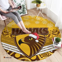 Hawthorn Football Christmas Round Carpet Merry Xmas 2023 Mix Aboriginal Art