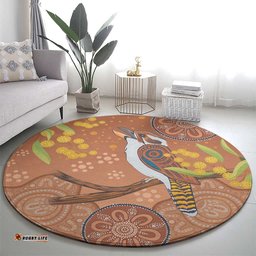 Kookaburra Aboriginal Dot Painting Round Carpet