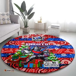 Knights Rugby Merry Christmas Round Carpet Indigenous Australian Art
