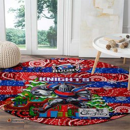 Knights Rugby Merry Christmas Round Carpet Indigenous Australian Art