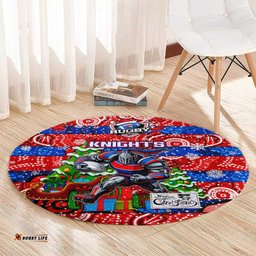 Knights Rugby Merry Christmas Round Carpet Indigenous Australian Art