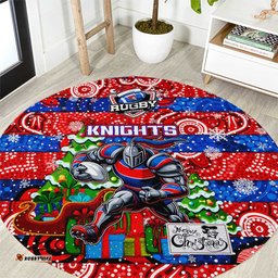 Knights Rugby Merry Christmas Round Carpet Indigenous Australian Art