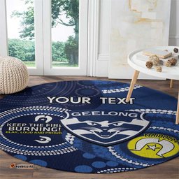 Custom AFL Geelong NAIDOC Week Round Carpet Keep The Fire Burning Indigenous Art