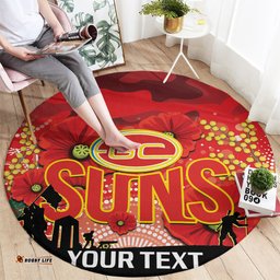 Custom Suns Football ANZAC Round Carpet Gallipoli Camouflage With Poppies