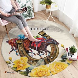 Melbourne Horse Racing Personalised Round Carpet Australian Horse With Yellow Roses