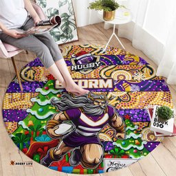 Storm Rugby Merry Christmas Round Carpet Indigenous Australian Art