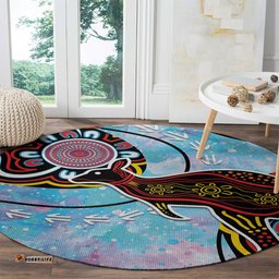 Australia Opal Round Carpet Aussie Kangaroo Aboriginal Art