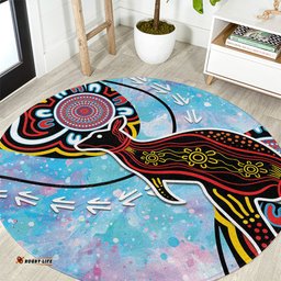 Australia Opal Round Carpet Aussie Kangaroo Aboriginal Art