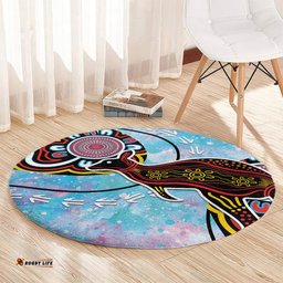 Australia Opal Round Carpet Aussie Kangaroo Aboriginal Art