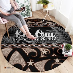 Kia Ora New Zealand Round Carpet Aotearoa Proud Maori With Silver Fern