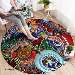 Personalised Dragons NAIDOC Week 2024 Round Carpet Australia Aboriginal Dot Painting DT02