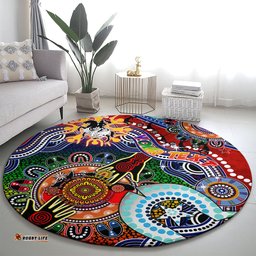 Personalised Dragons NAIDOC Week 2024 Round Carpet Australia Aboriginal Dot Painting DT02