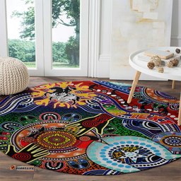 Personalised Dragons NAIDOC Week 2024 Round Carpet Australia Aboriginal Dot Painting DT02