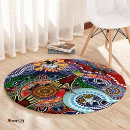 Personalised Dragons NAIDOC Week 2024 Round Carpet Australia Aboriginal Dot Painting DT02