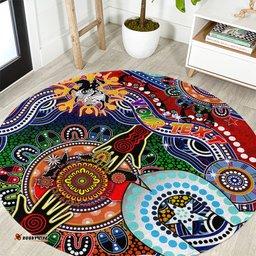 Personalised Dragons NAIDOC Week 2024 Round Carpet Australia Aboriginal Dot Painting DT02