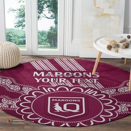 Custom QLD Maroons Rugby Round Carpet Aussie Aboriginal Mix Polynesian Pattern