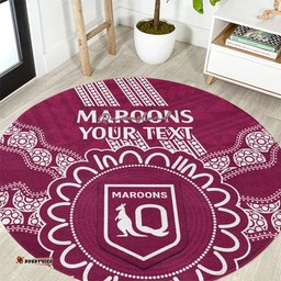 Custom QLD Maroons Rugby Round Carpet Aussie Aboriginal Mix Polynesian Pattern