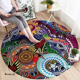 Custom NAIDOC Week 2024 Brisbane Lions Round Carpet Australia Aboriginal Dot Painting DT02