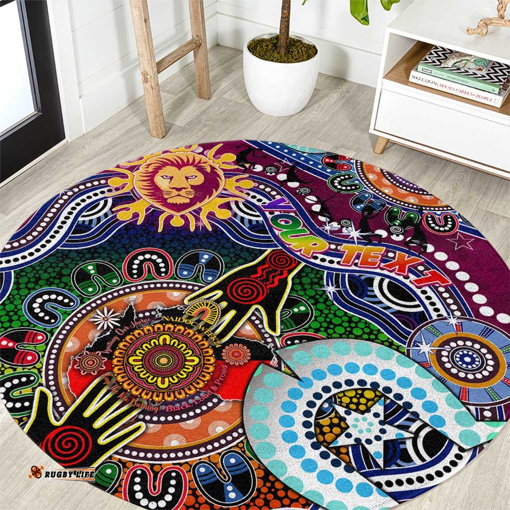 Custom NAIDOC Week 2024 Brisbane Lions Round Carpet Australia Aboriginal Dot Painting DT02