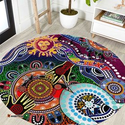 Custom NAIDOC Week 2024 Brisbane Lions Round Carpet Australia Aboriginal Dot Painting DT02