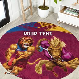 Custom Brisbane Broncos and Lions Round Carpet Together Sporty Style