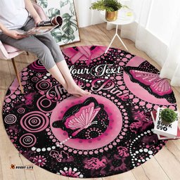 Personalised Australia Indigenous Round Carpet Breast Cancer Ribbon Think Pink Black Version