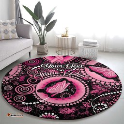 Personalised Australia Indigenous Round Carpet Breast Cancer Ribbon Think Pink Black Version