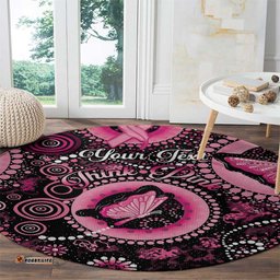 Personalised Australia Indigenous Round Carpet Breast Cancer Ribbon Think Pink Black Version