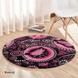 Personalised Australia Indigenous Round Carpet Breast Cancer Ribbon Think Pink Black Version
