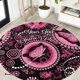 Personalised Australia Indigenous Round Carpet Breast Cancer Ribbon Think Pink Black Version