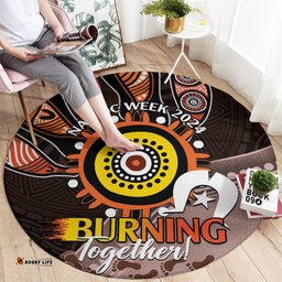 Fire Burning Together NAIDOC 2024 Round Carpet Indigenous Art