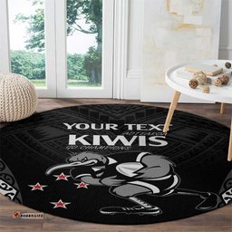 Aotearoa Rugby Custom Round Carpet Maori Kiwi Mascot Style