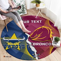 Custom Cowboys And Broncos Rugby Round Carpet Dynamic Style