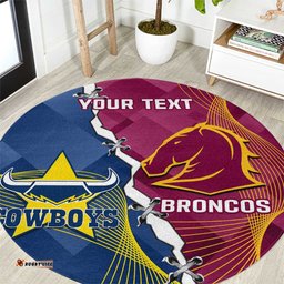 Custom Cowboys And Broncos Rugby Round Carpet Dynamic Style