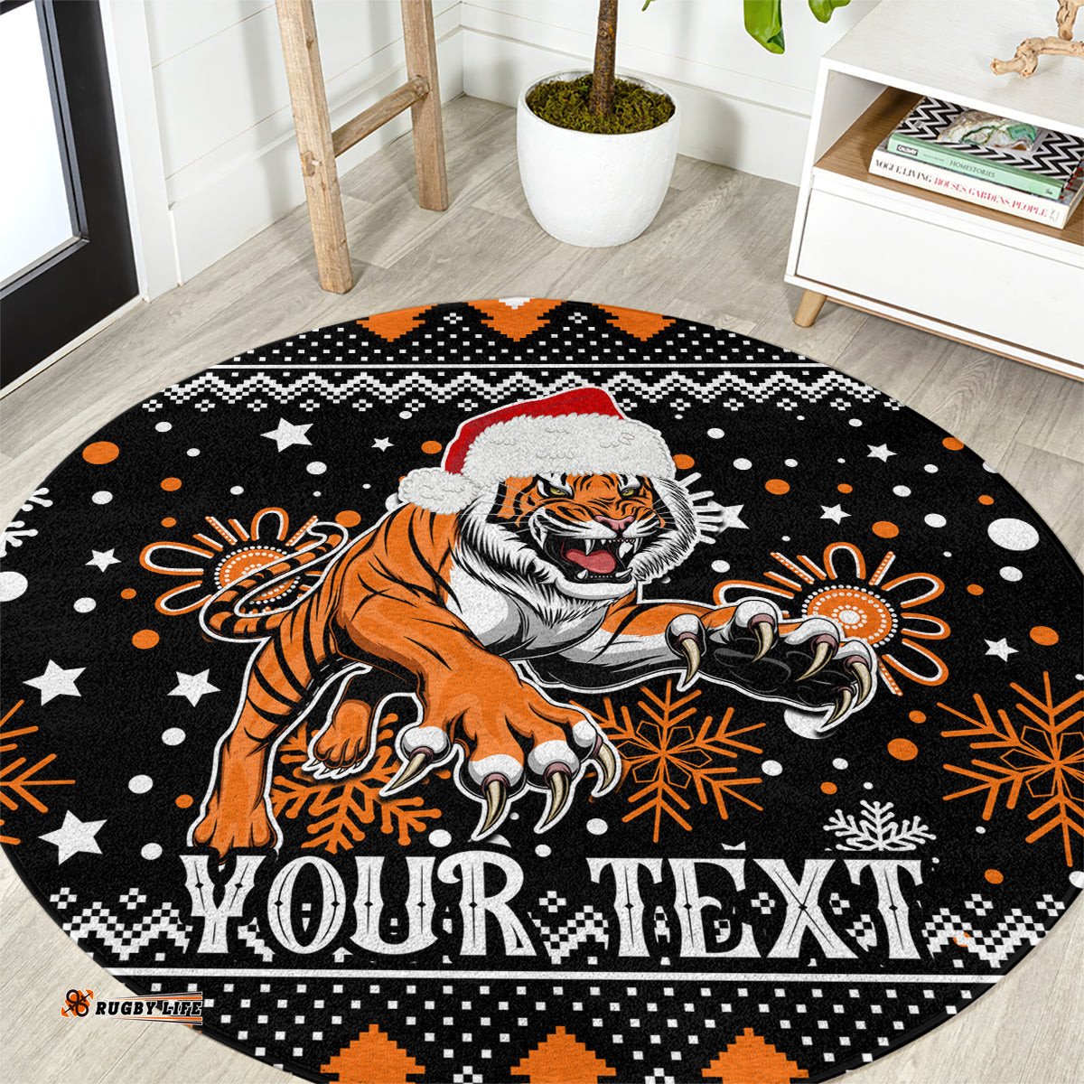 Custom Tigers Rugby Round Carpet Chirstmas Vibe 2023