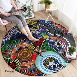 Personalised Panthers NAIDOC Week 2024 Round Carpet Australia Aboriginal Dot Painting DT02