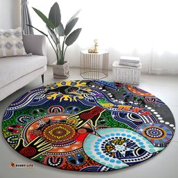 Personalised Panthers NAIDOC Week 2024 Round Carpet Australia Aboriginal Dot Painting DT02