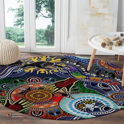 Personalised Panthers NAIDOC Week 2024 Round Carpet Australia Aboriginal Dot Painting DT02