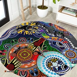Personalised Panthers NAIDOC Week 2024 Round Carpet Australia Aboriginal Dot Painting DT02