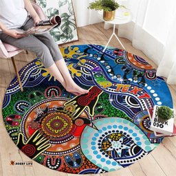 Custom NAIDOC Week 2024 Geelong Cats Round Carpet Australia Aboriginal Dot Painting DT02