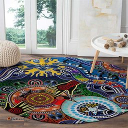 Custom NAIDOC Week 2024 Geelong Cats Round Carpet Australia Aboriginal Dot Painting DT02