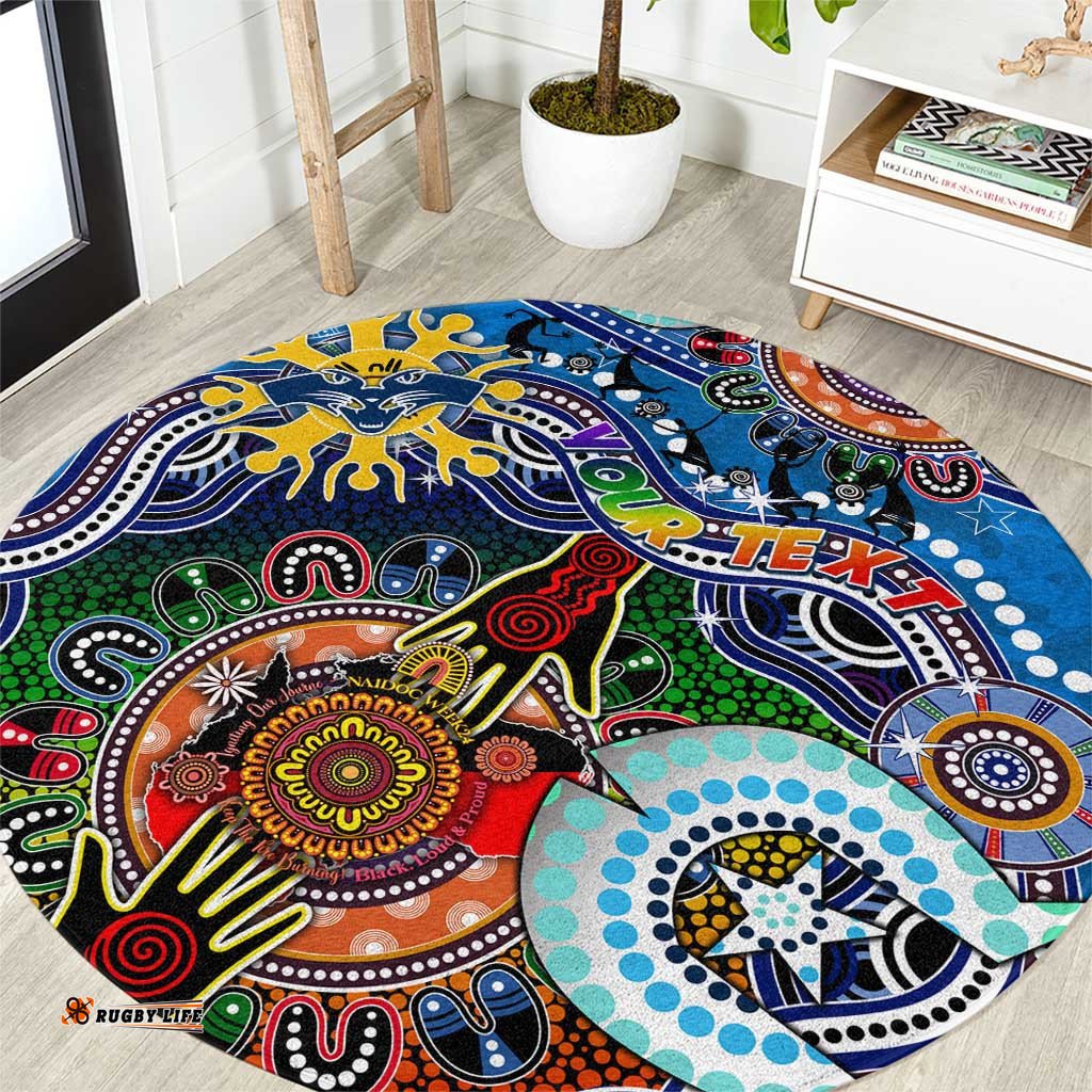 Custom NAIDOC Week 2024 Geelong Cats Round Carpet Australia Aboriginal Dot Painting DT02