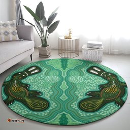 Aboriginal Dots Art Painting with Platypus Round Carpet No 2