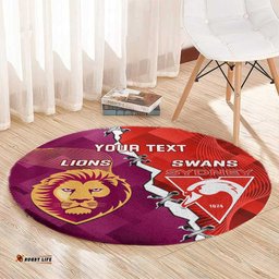 Custom Swans And Lions Football Round Carpet 2024 Go Champions Final Dynamic Version