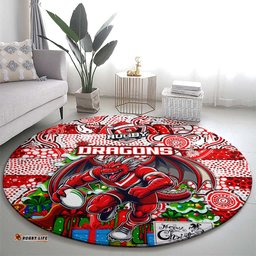 Dragons Rugby Merry Christmas Round Carpet Indigenous Australian Art